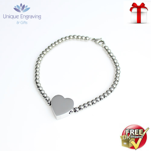 Unique Photo / Text Engraved 'Alessa' Heart Charm Bracelet