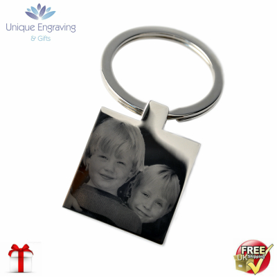 Unique Photo Engraved Square Keyring Unique Photo Engraved Square Keyring